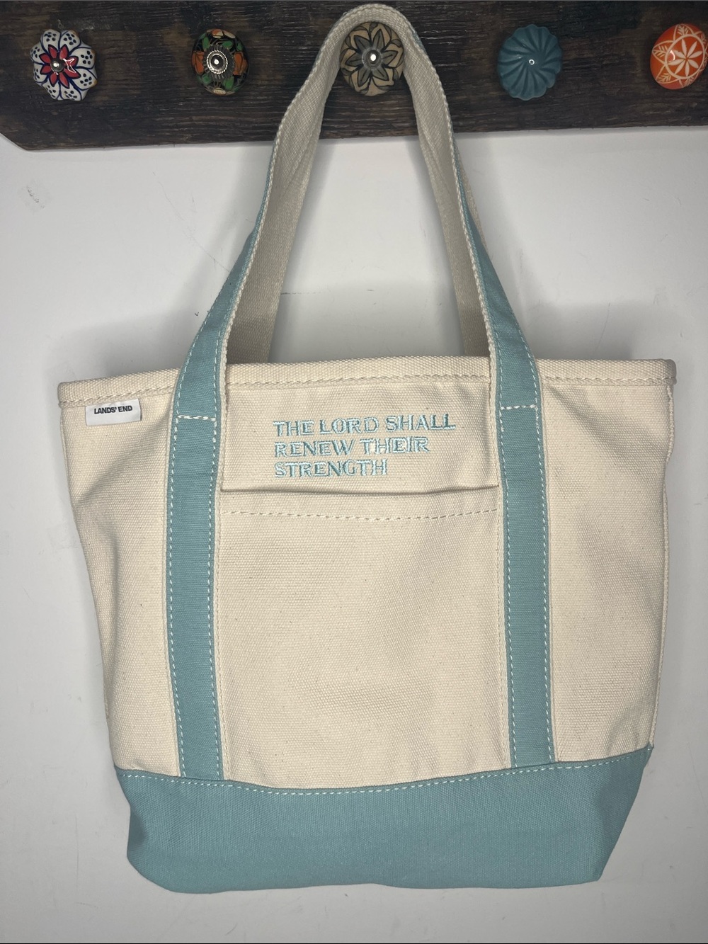 Lands End Canvas Bag like new light Blue Accent